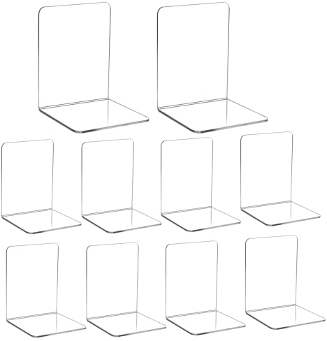 Otauoaea Lot de 10 Serre Livres en Acrylique Transparent, Cale Livre Serre Livre Original Serre-Livres pour Chambre à Coucher, bibliothèque, Bureau, école et Bureau