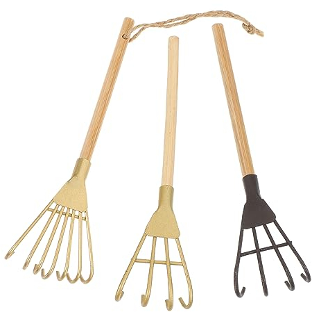 Toyvian 9 STK Mini-Grill Basteln Für Kinder Japanische Gartengeräte Mehrzweck-kleinrechen Miniatur-gartendekoration Wohnkultur Handlaubrechen Hackrechen Metall Grasrechen Eisen
