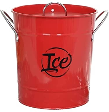 Eiskübel Bierfass Bar-tool Metall-Eiskübel-Aufbewahrungs-Obst-kaltes Getränk-Getränke-Eimer-Griff-Schaufel Für Bier-Champagner Eis-pellet-eishalter Sektkübel (Color : Rood, Size : 23.5 * 19.9cm)