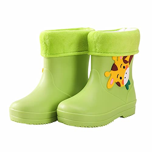 Stivali di gomma per bambini, imbottiti, impermeabili, con motivo a mezza gamba, per bambini, 4-11 anni, verde, 19 EU
