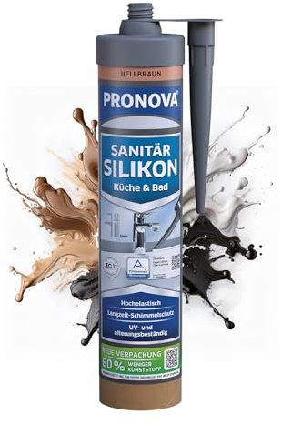 Pronova Premium Sanitär Silikon - Sanitär Bad Küche Schimmelresistent wasserdicht umweltfreundliche Kartusche 280ml (1, Hellbraun)