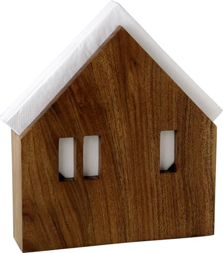 IHR - NH 10330 - Serviettenhalter in Hausform, Holz, 23cm x 20,7cm x 5cm