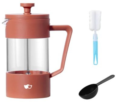 Watson and Monday W&M Cafetera Francesa - Prensa Francesa - French Press - Cafetera Manual - Acero Inoxidable, Vidrio de Borosilicato - Triple Filtro - Cuchara Medidora + Limpiador - Rosa - 600ml