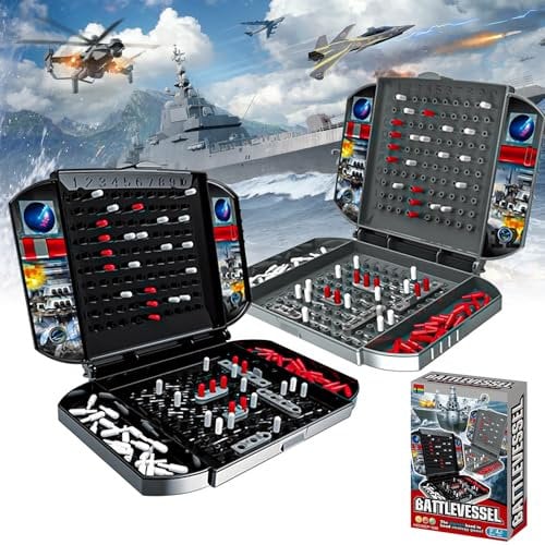 Strategie Brettspiel Seeschlacht, Schiffe Versenken Brettspiel, Battleship Klassisches Spiel, Brettspiel Seeschlacht, Schlachtschiff Board Game, für Kinder Ab 4 Jahren Zwei Spieler Versus Spiel