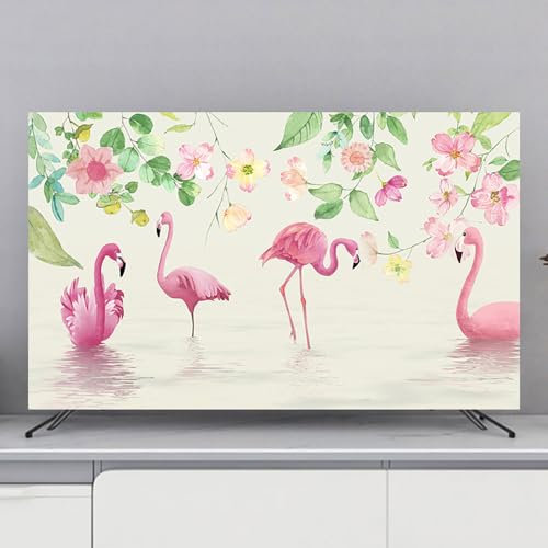 Hixingo Cubierta Antipolvo para TV Universal Funda para Televisor Elástico Protector para Smart TV Cubierta de Televisión Pantalla de Funda para 32 a 80 Pulgadas (58-60,Flamingo Beige)
