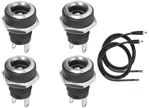 Comforty 2 DC Stecker + 4 DC Buchse 5.5x2.1mm – 12V Set mit Kabel – Vergoldet/Oxidationsschutz – Reparatur/LED/CCTV