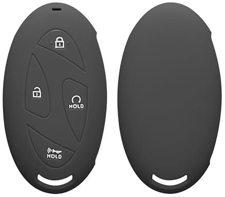 kwmobile Key Cover Compatible with Hyundai 7-Button Ioniq 6 Grandeur GN7 KONA 2023 - Soft Silicone Car Key Fob Holder Protector Case - Dark Grey
