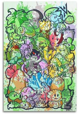 VBYTAXTWJ Plants Vs. Zombies Game Poster Poster Decorative Painting Canvas Wall Posters And Art Picture Print Modern Family Bedroom Decor Posters 08x12inch(20x30cm)