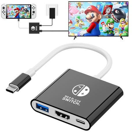 Switch1 Dock, Switch TV Dock TV Docking Station for Nintendo Switch/Switch OLED/Steam Deck, HDMI 2.0 4K@30Hz Portable with PD 100W Charging, USB 3.0 Port(3-in-1)
