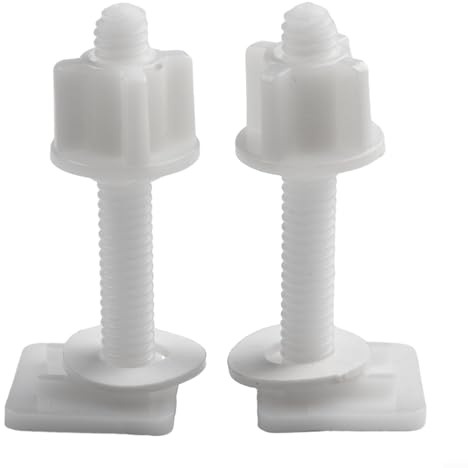 Toilet Lid Repair Kit Toilet Seat Hinge Bolts White Plastic Fitting Screws and Washers Replacement Set Easy Install Bathroom Accessories 2 Pcs