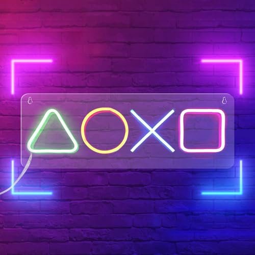 Buntes Gamer Neon Schild, USB Schalten Letter Gamer Neon Licht, LED Gaming Neon Schilder, Gaming Neonlichter Neonlicht Gaming Wand Dekor für Gamer Streamer Teenager Jungen Zimmer Kinder