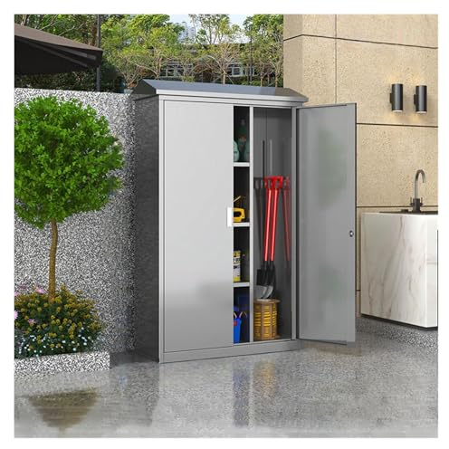 YYRHD-CZ Gartenschrank Aus Edelstahl, Reinigungsschrank, Aufbewahrung Von Kleinigkeiten, Wasserdicht Und Rostfrei, Geeignet for Zuhause, Hotel, Schule, Garage(160 * 100 * 42cm)