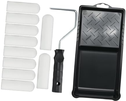HGZLQKD 4inch Paint Roller Frame with Cover and Tray,Paint Roller Kit Replaces Sleeves for Concrete Driveway Doors Painting Corners