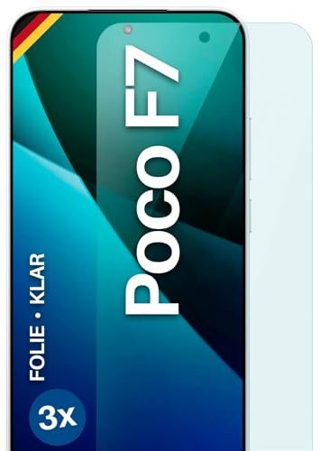 moex für Poco F7 Schutzfolie Displayschutz Folie Ultra-klar HD 0,2 mm kompatibel mit jeder Hülle, Anbringen ohne Blasen, Handyfolie Extra Kratzfest, FlexProtect 3 Stück