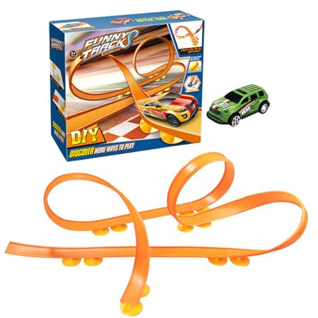 FmtwPhn Flexibles Spielzeugauto,Flexibles Schienenauto,Zusammenbau des Rennstrecken-Rückziehwagens | Flexible Straßenspiele, lustiges Spielzeug mit flexiblen Gleisen für Weihnachten, Halloween,