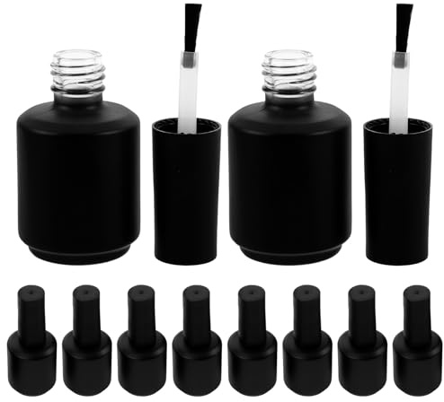 Gogogmee Lot de 12 Flacons en Verre Mat pour Vernis à Ongles 15 Ml, Bouteilles Rechargeables et Petites Bouteilles en Verre pour Nail Art et Soin des Ongles, Flacons Opaques Anti-lumière