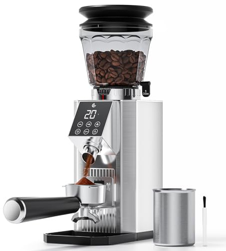 AMZCHEF Macinacaffè Elettrico con 45 Livelli, Acciaio Inox, Memoria