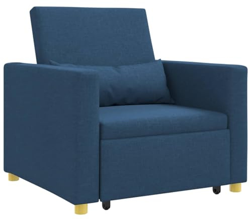 Kaorsrow 3in1 Sessel Schlafsofa Blau Stoff 90x165x87 cm Modernes Design Robust & Langlebig Schlafcouch mit Rollen für Wohnzimmer Gästezimmer