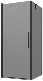 Box doccia 100x80cm con apertura a battente e parete fissa, profili nero opaco e vetro da 6mm fumè h195 | Elba