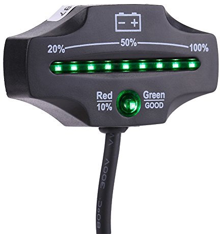 KIMISS Medidor de batería LED para carritos de, vehículos marinos y motos, indicador de voltaje 12V/24V, fácil instalación, pantalla clara