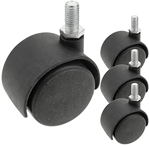 PrimeMatik - Lenkrollen Schwenkrollen Industriell Rad aus Nylon ohne Bremse 40 mm M8 4 Pack