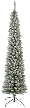M- Albero Natale Artificiale Pencil Pine AFFUSOLATO CM 210 Decorato con Neve