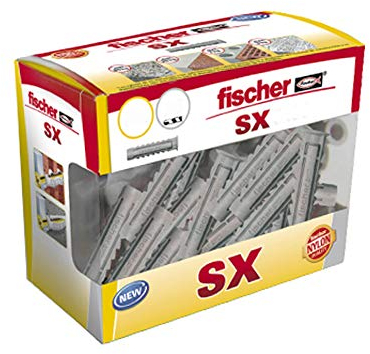 fischer - Tacos SX 12x60 tacos pared, colgar cuadros, fijar lámparas, Caja de 15 uds.