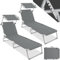 TecTake® Set de 2 Tumbonas Jardín Exterior, Toldo y Respaldo Regulables, Tumbona Plegable Resistente a Intemperie, Tumbona Playa con Parasol, Tumbona Piscina Carga Máx 110 kg, Fácil Transporte - Gris