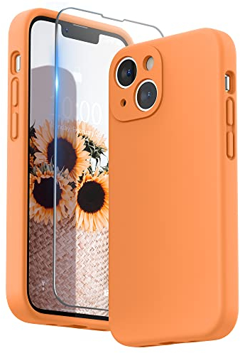 SURPHY Liquid Silicone Case for iPhone 13 mini Case, Individual Protection for Each Lens Shockproof Rubber Full Body Thickened Design for iPhone 13 mini 5.4 inch 2021, Marigold Orange