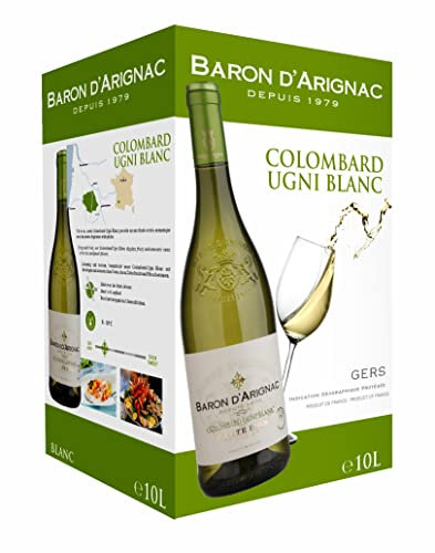 Baron d'Arignac - Vin Blanc 10L - Vin de Pays du Gers - France - Bag in Box BIB 10L (1 x 10L)