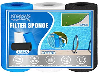 Dinglong 3PC Tipo A Piscina Filtro Spugna Piscina Filtro Cartuccia Per Tipo A O C Piscina Filtro Lavabile Riutilizzabile Filtro Spugna Per Piscina Materassi Galleggiante Per Adulti (multicolor, One