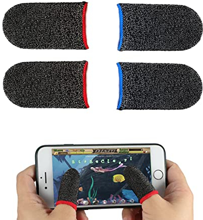 Jaimela 4 Pièces Gants de Jeu Mobile, Manche de Doigt de Jeu Antidérapant, Anti-Transpiration Respirant Finger Manches Écran Tactile Tir et Visée Sensibles pour Jeux de Téléphones