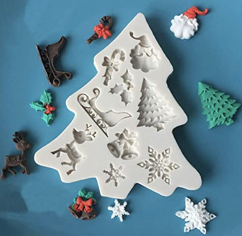 TTOA - Christmas Themed Silicone Fondant Mould for Sugar Craft, Cake and Cup Cake Decorating