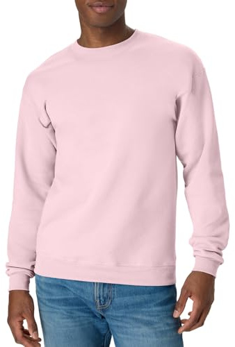 Hanes Men's EcoSmart Fleece, Pullover Crewneck Sweatshirt, 1 or 2 Pack, Pale Pink-1 Pack, Large
