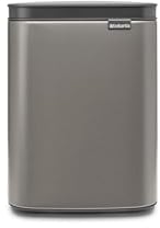 Brabantia - Bo Abfalleimer 4L - Abfalleimer klein & stilvoll - Leicht zu öffnender, sanft schließender Deckel - Hygienisch & platzsparend - Wandmontage - für Bad, Toilette, Schlafzimmer - Platin