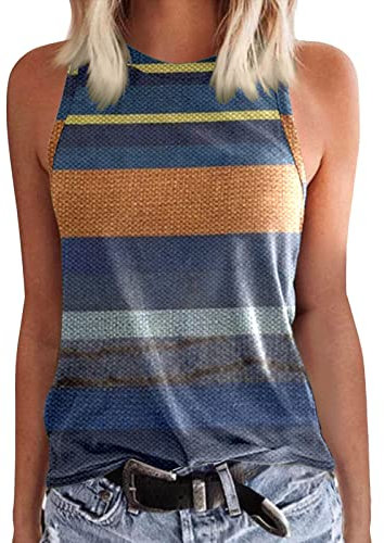 Sommer Weste Shirt Damen Lässiges Rundhals Top Damen Tanktops mit Rundhalsausschnitt, ärmellos, Sommer, lässig, lockere Passform, Basic-T-Shirts, Damen Bluse Oberteile Sommer Ärmellos Shirts