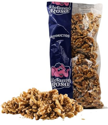 Nueces Peladas Mitades Crudas Orgánicas Bolsa de 1 Kg - Deliciosas Nueces en Mitades para una Dieta Saludable - Snack Premium de Nueces en mitades El Elefante Rosa