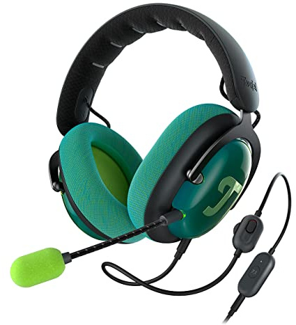 Teufel ZOLA Gaming Kopfhörer mit 7.1 USB-Soundkarte | DTS Headphone:X® 2.0 Surround Sound,einstellbarer Mikrofonarm mit HD-Kondensator-Mikrofon, bequeme Passform - Schwarz Grün