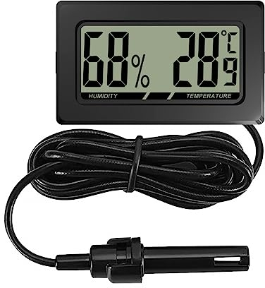 MiOYOOW Termometro igrometro per rettili, mini misuratore digitale di temperatura e umidità per rettili, con sonda per ragni, scorpioni, lucertole, camaleonti, serpenti