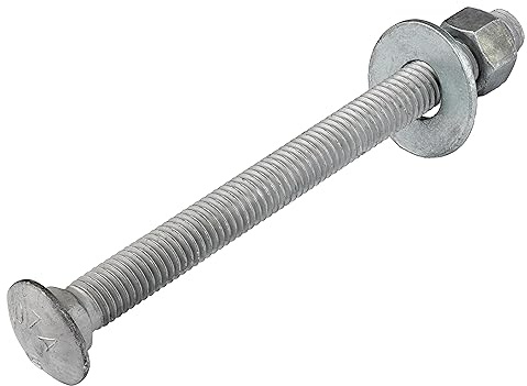 1/2 x 6 (25 Pack) Galvanized Carriage Bolt Kit Grade 307A Includes 1/2 USS Flat Washers (25 pcs) and 1/2-13 Hex Nuts (25 pcs), Hot Dip Galvanized for Exterior Use by Makers Bolt