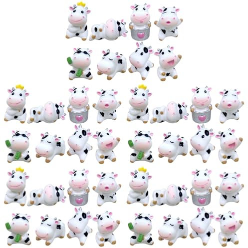 Yardwe 40stücke Mini Kühe Figuren Cartoon Kuh Statuen Aus Resin Für Garten Dekoration Miniatur Kühe Für Mooslandschaft Und DIY Basteln Tier Figuren Für Heim Und Garten