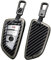 ontto Smart Funkschlüsselgehäuse mit Schlüsselanhänger, Schlüsselgehäuse, Carbon-Textur, Schlüsselgehäuse aus Metall, passend für BMW M5, X1, X2, X3, X4, X5, X6, 2, 3, 5, 6, 7, Schwarz