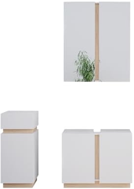 Vicco Badmöbel-Set Gloria, Badezimmerschrank-Set, Weiß/Sonoma, 3 Teile, mit Midischrank