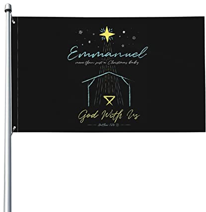 Garten Flaggen Emmanuel Gott Mit Uns Weihnachten Noel Matthew 123 Außenbanner Durable Dekorative Fahnen Lichtbeständige Garten Fahnen Für Home Hof Yard 90x150 cm
