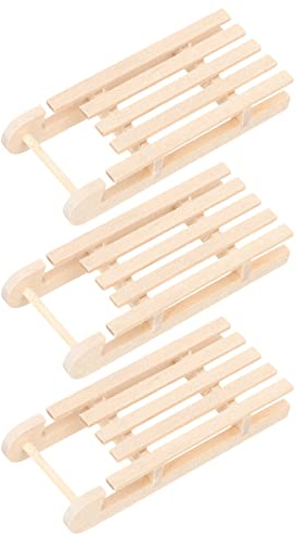 Amosfun 3st Statuendekor Miniaturen Weihnachtsschmuck Schlitten Unvollendeter Weihnachtsbedarf Haushaltsschmuck Weihnachtsdekoration Modell Zubehör Dekorationen Ornament