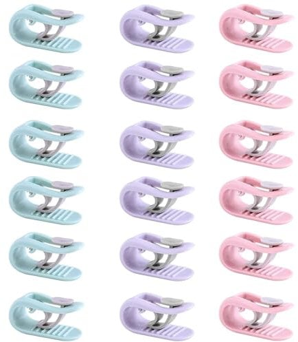 Ensemble de 18 Pinces pour Housse de Couette, Pinces pour Housse de Couette sans Épingles, Pinces Antidérapantes pour Housse de Couette, Pinces Fixes pour Housse de Couette (Vert, Rose Et Violet)