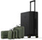LEVEL8 Koffer Trolley Leicht Hartschalenkoffer mit 6PCS Packwürfel, Reisekoffer Handgepäck,TSA,100% PC,4 Rollen Micro-Diamond Textured Design Kabinenkoffer (54cm, 40L, Schwarz)