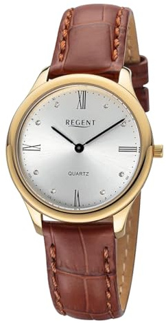 REGENT Damen Armbanduhr Analog Lederarmband schwarz UR2104084 Analoguhr