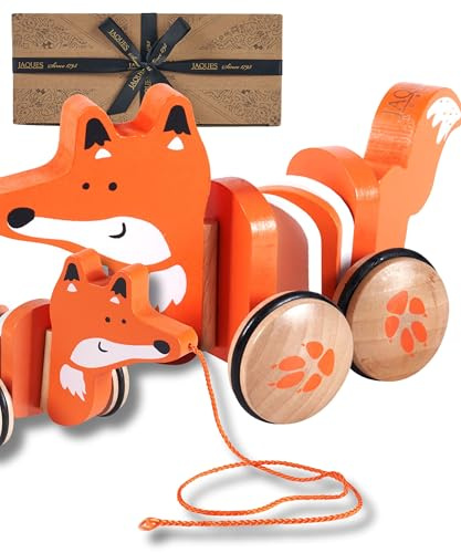 Jaques of London Wooden Pull Along Toy Felix the Fox | Sustainable Toddler Pull Toy | Wooden Toys for 2 Year Olds | Since 1795