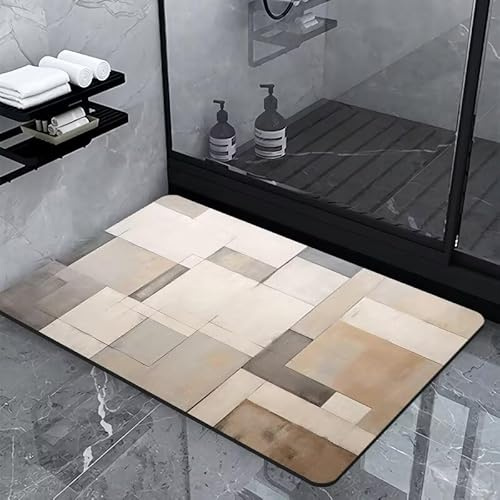 Badezimmerteppich Badteppich Groß 140x200cm Absorbierender Schnelltrocknend Badvorleger Badematten SaugfäHig Waschbar Badematte Kunst Bath Bathroom Mat, Teppich Badezimmer Matte Bad Teppich Gross